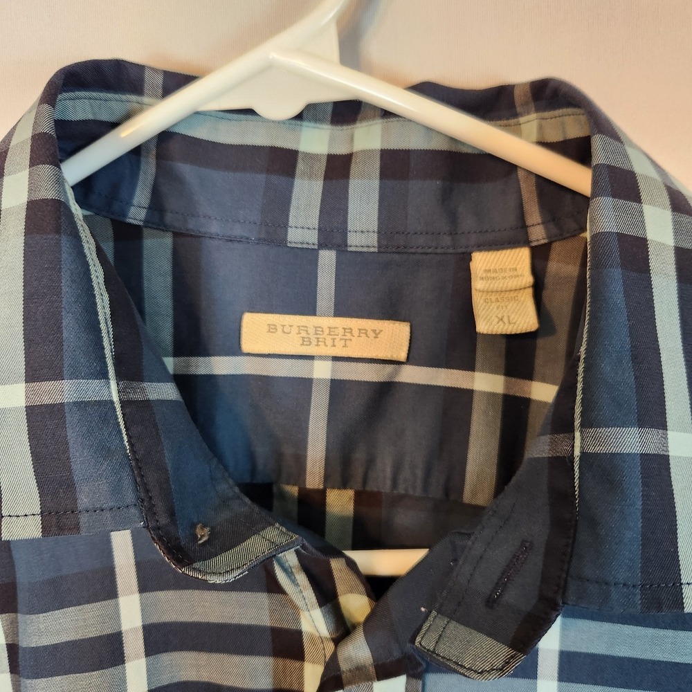 Burberry Brit Jack Sport Shirt Men's XL Blue Nova Check Plaid Button-Down Shirt - Picture 3 of 14
